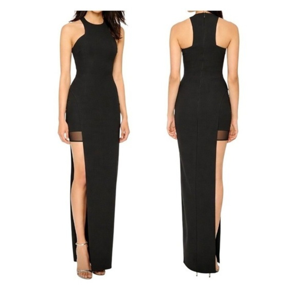 Elizabeth‎ and James Womens 8 (runs small) Black Tegan High Slit Maxi Dress NWT